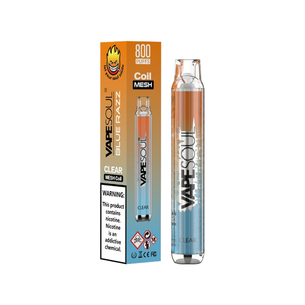 20mg VapeSoul Clear Disposable Vape Device 800 Puffs