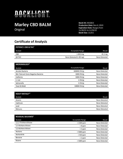 Marley 50mg CBD Recovery Balm - 21g