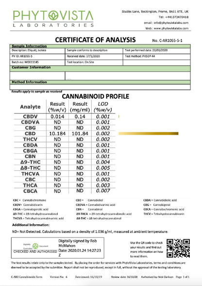 Mr Nice Skunk Booster High 1000mg CBD E-Liquid Shot